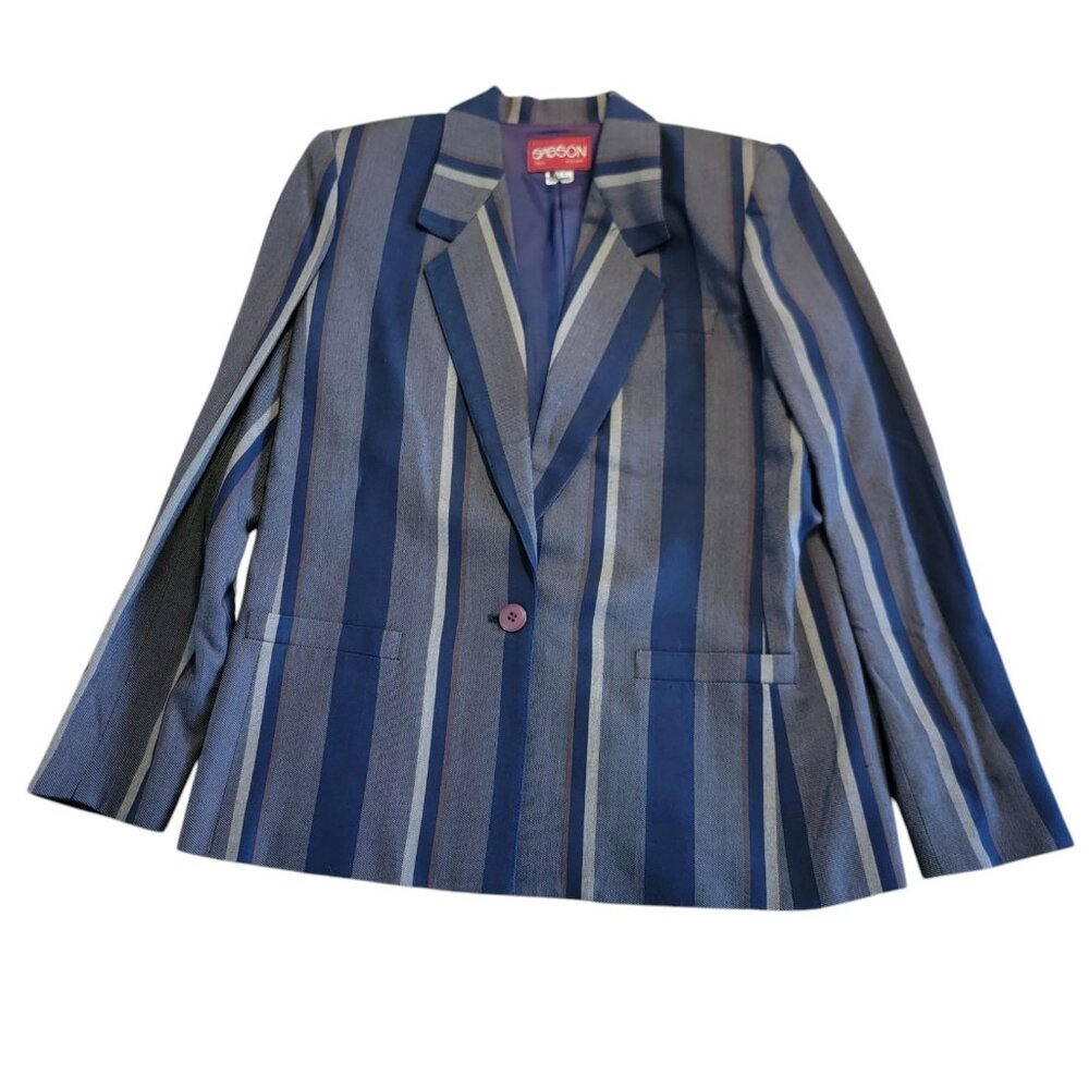 Sasson Jacket‎ Womens Size 6/7 Striped Blazer Vintage Classic Unique